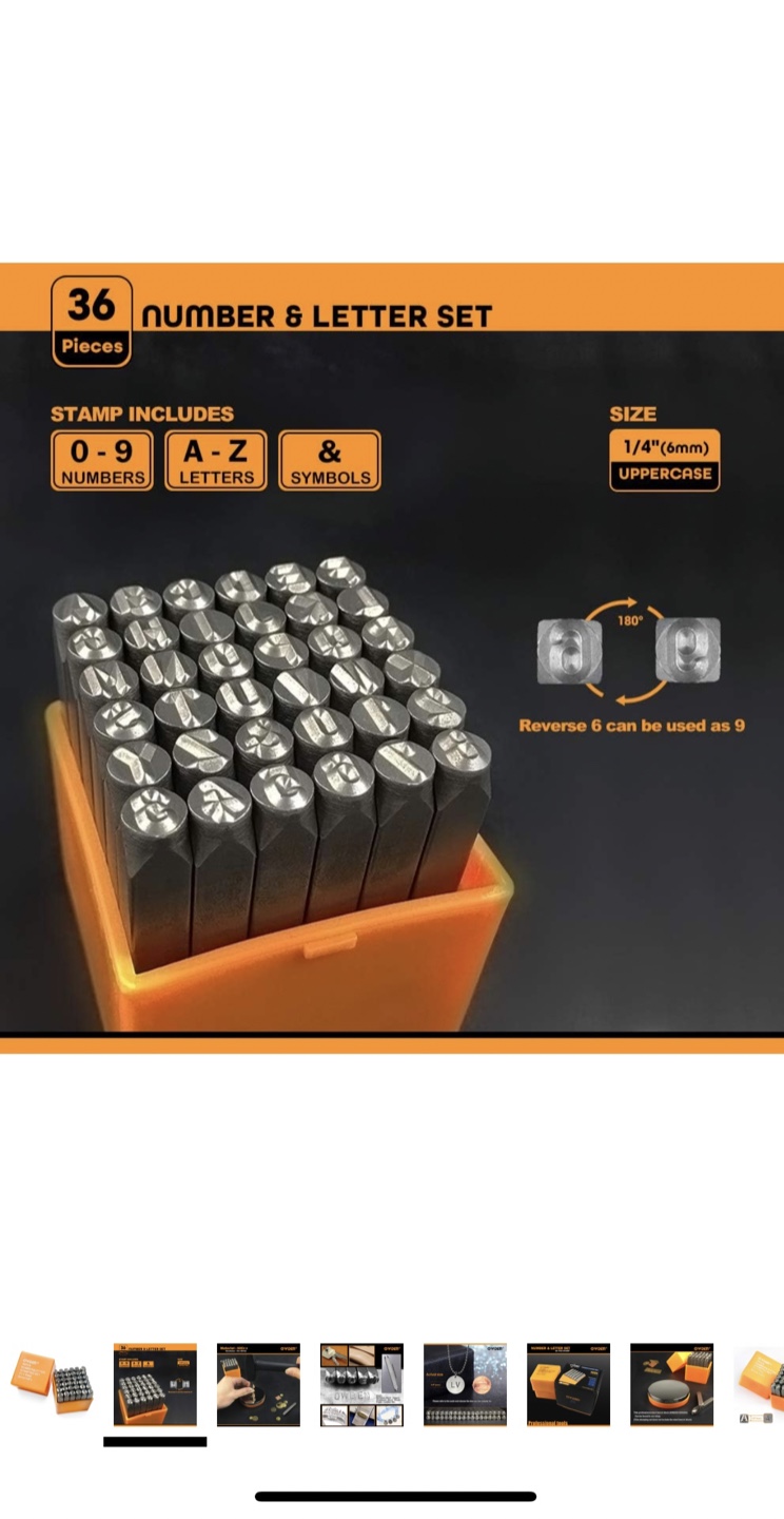 OWDEN 36 Pcs Number & Letter Stamping Set 1/4" 6mm Cr-v Steel - photo 3
