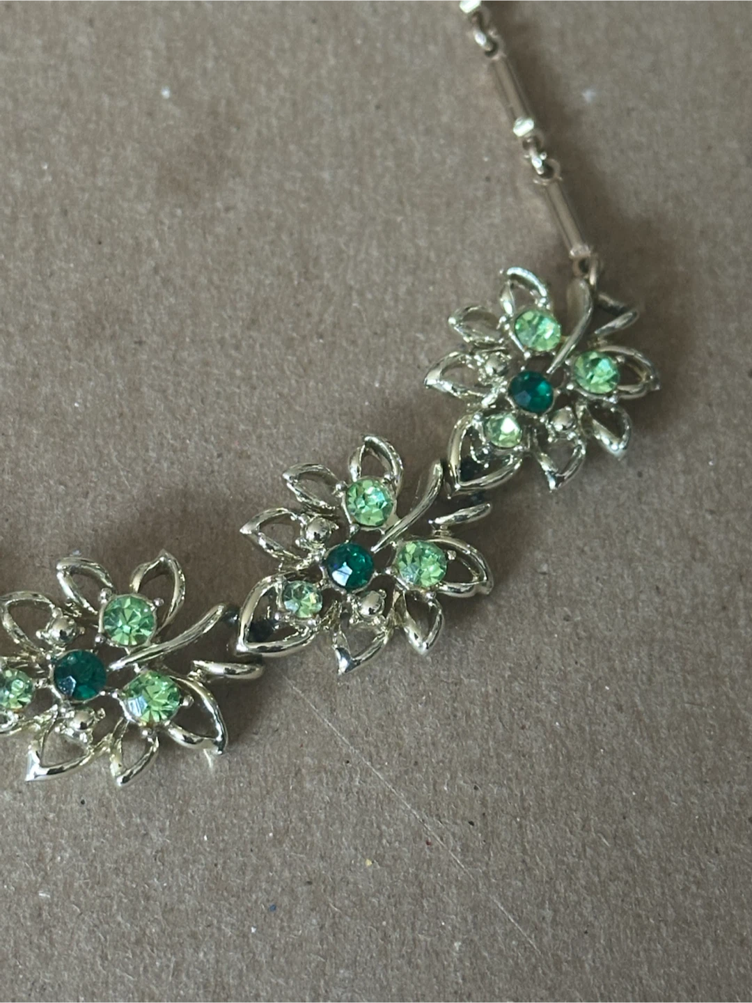 Vintage uranium glass rhinestone necklace - photo 2