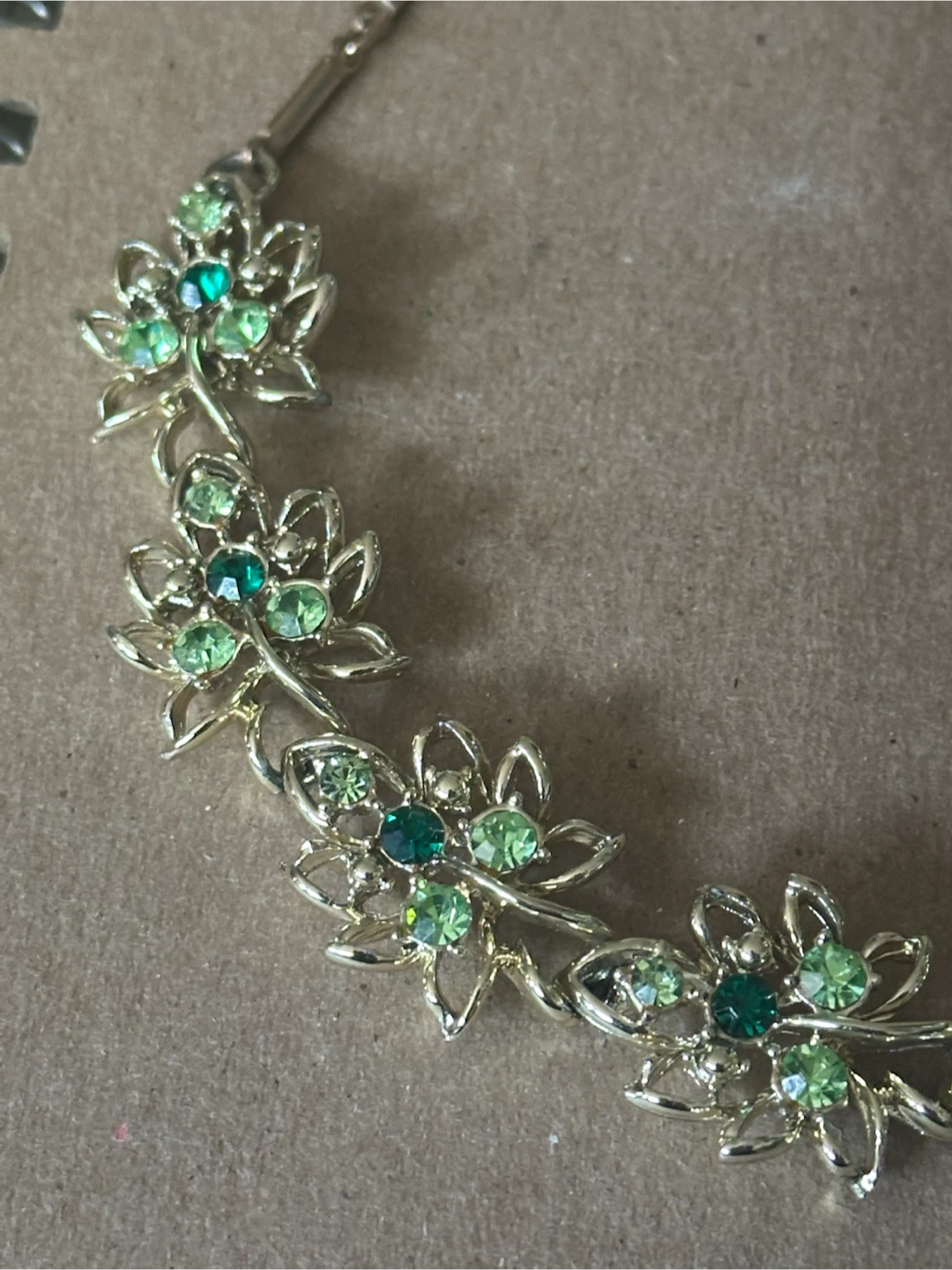 Vintage uranium glass rhinestone necklace - photo 4