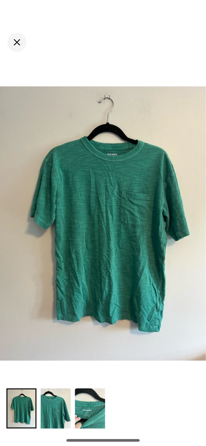 Old Navy Green Garment-Dyed Pocket T-Shirt