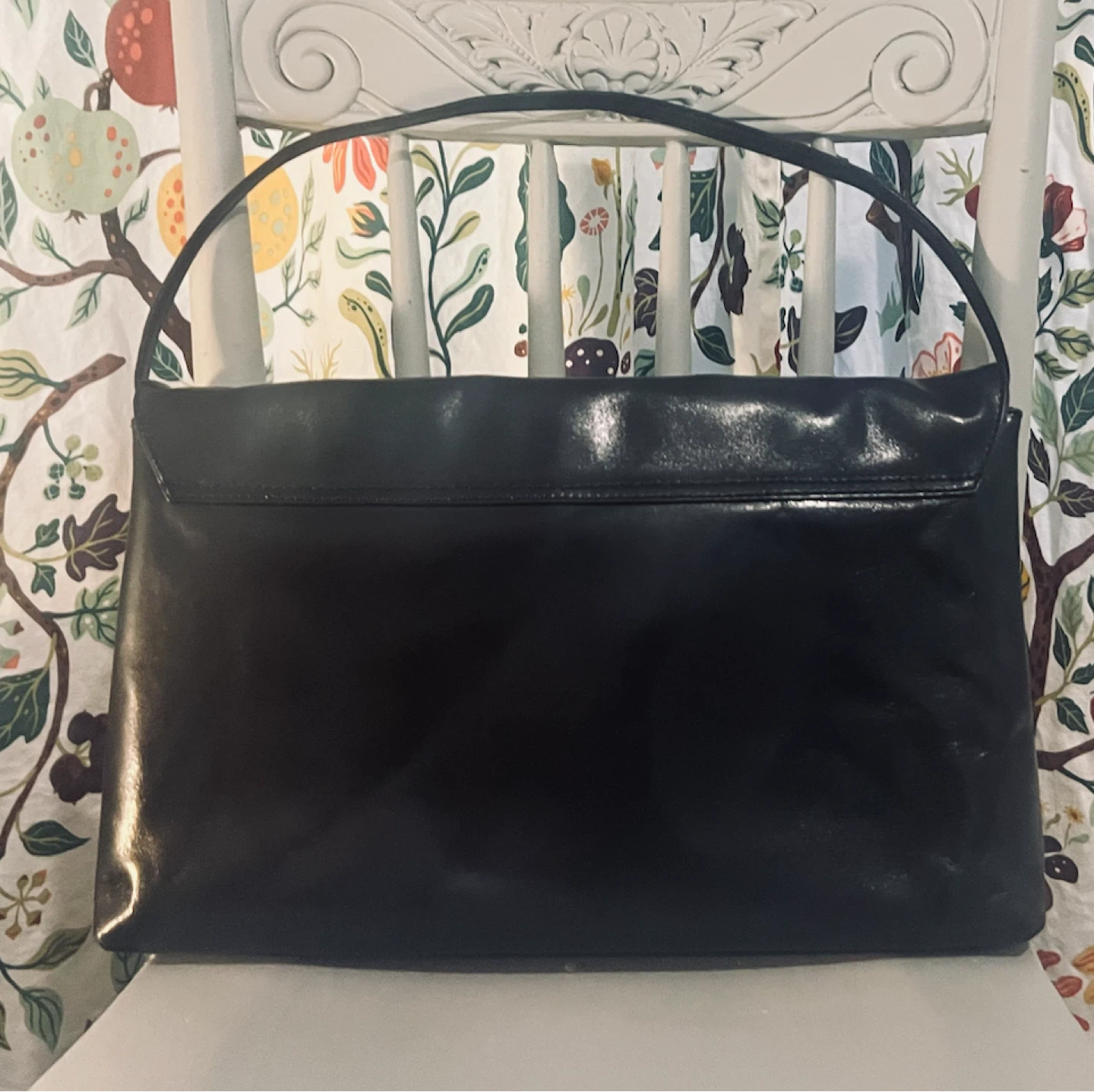 Vintage Italian Leather Bag, Black with Gold Detail - photo 4