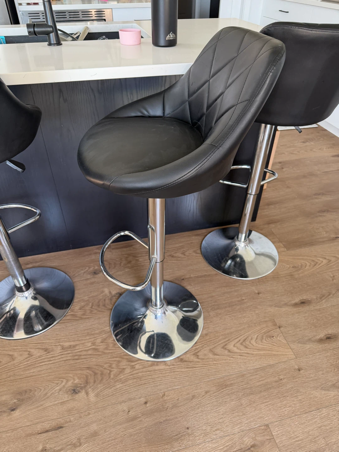 Set of 4 Black Adjustable Bar Stools