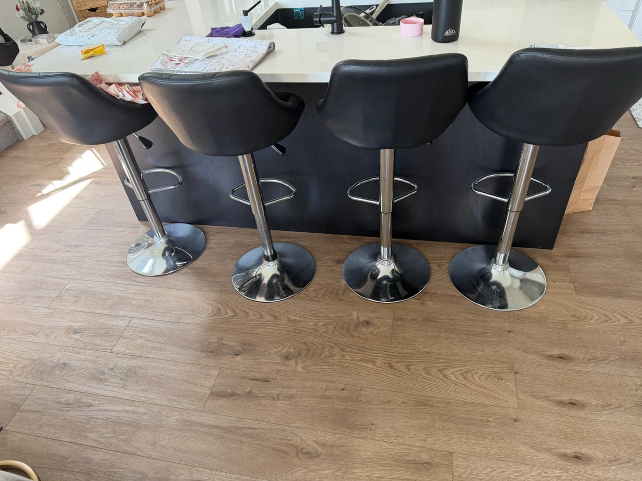 Set of 4 Black Adjustable Bar Stools - photo 2