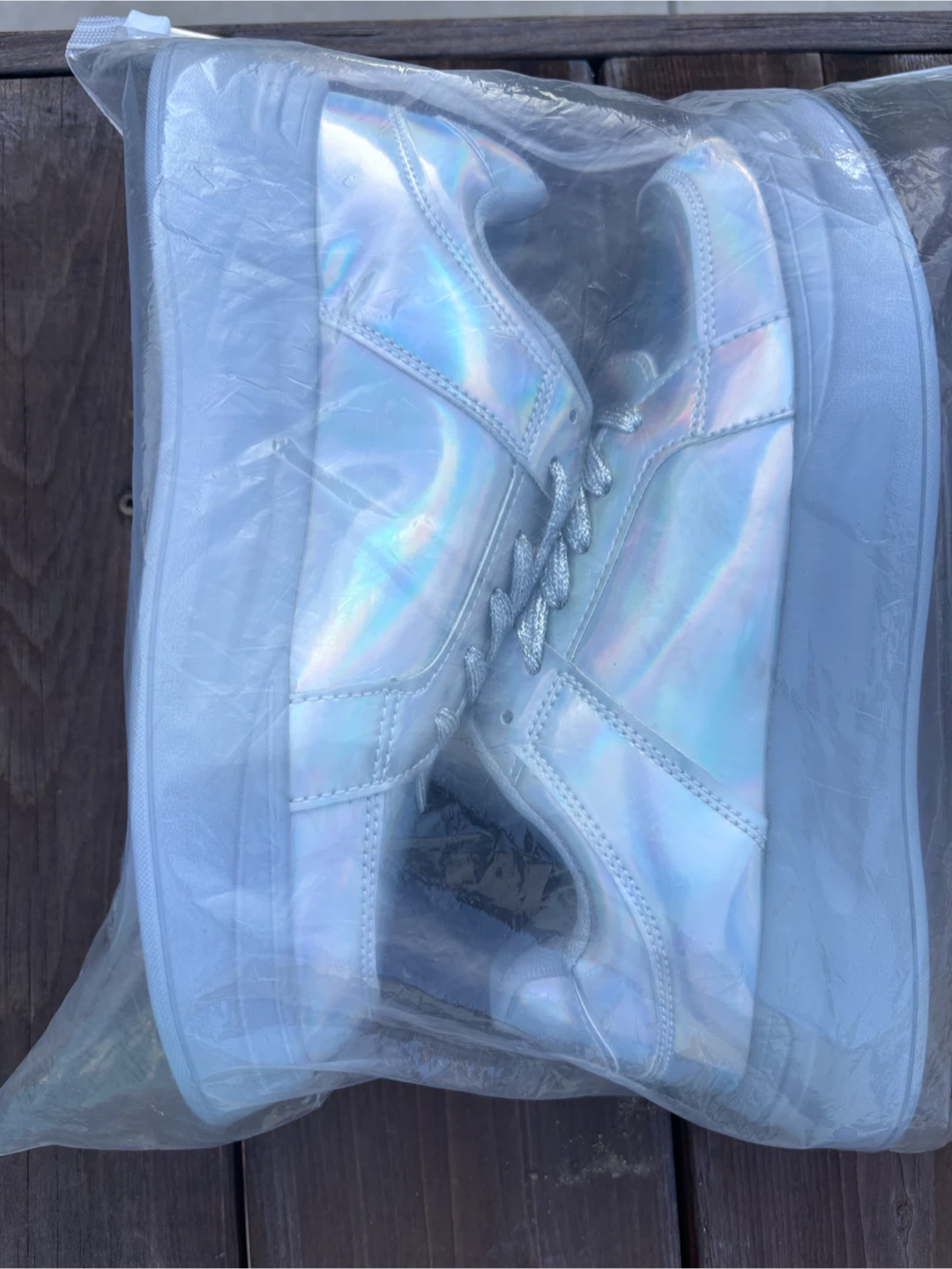 Silver Holographic Platform Sneakers Size 39