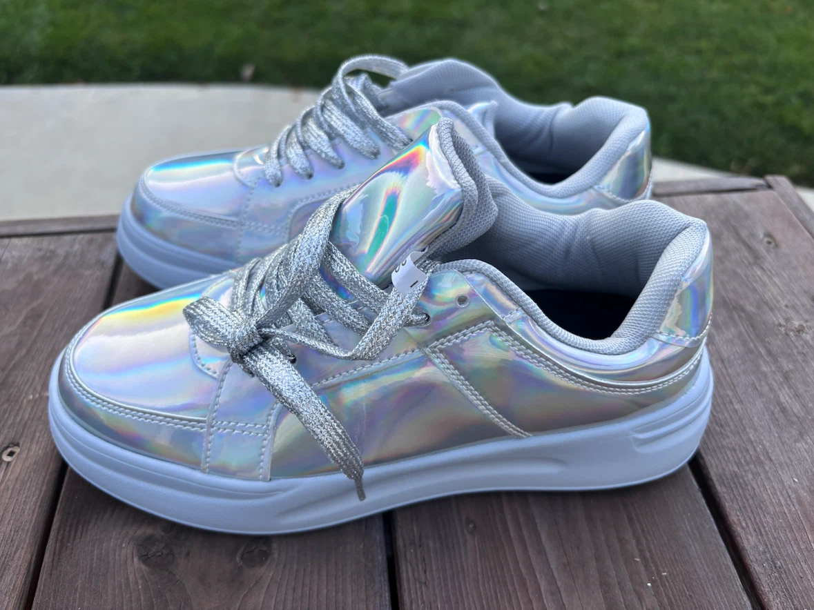 Silver Holographic Platform Sneakers Size 39 - photo 3