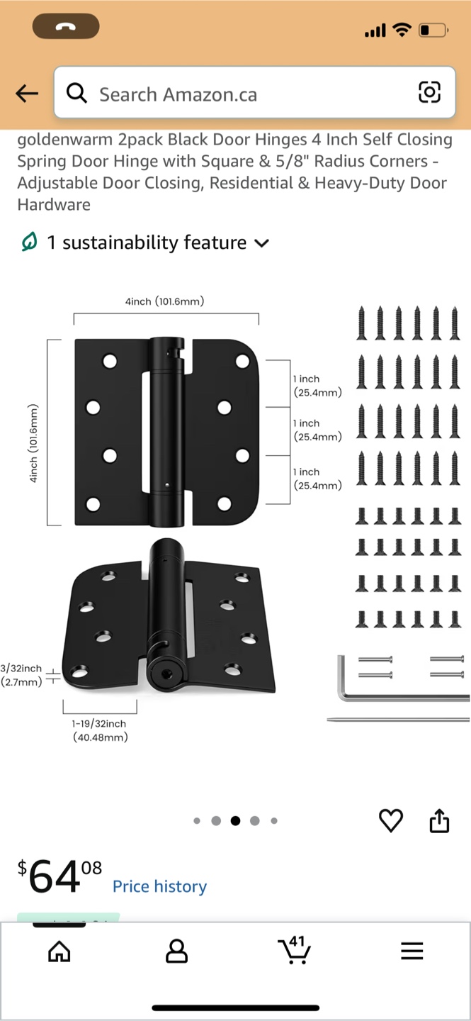 2 Pack Black Self-Closing Door Hinges