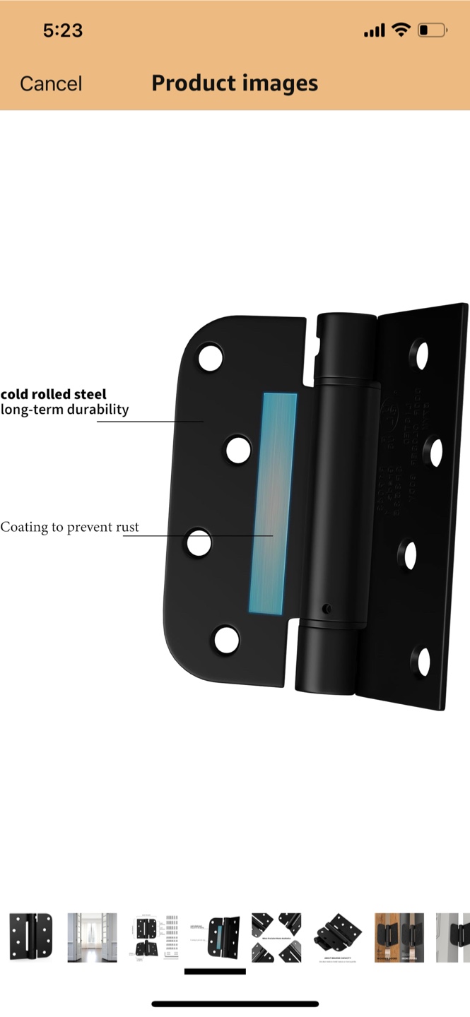 2 Pack Black Self-Closing Door Hinges - photo 2