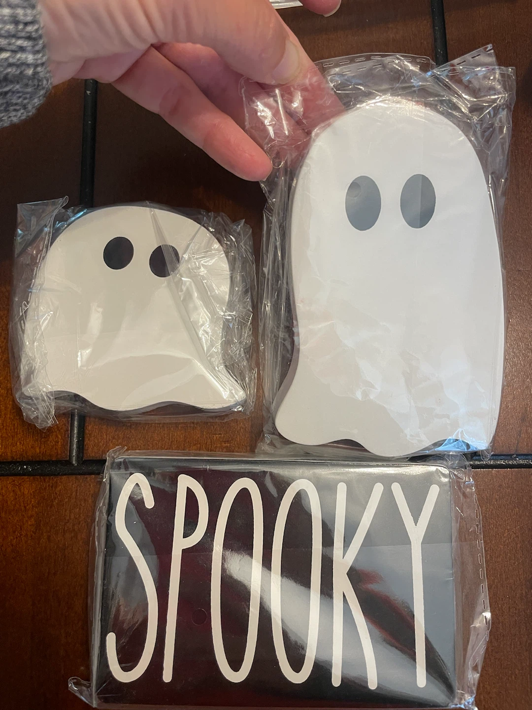 NEW! 3 Piece Wooden Ghost Spooky Decor Set