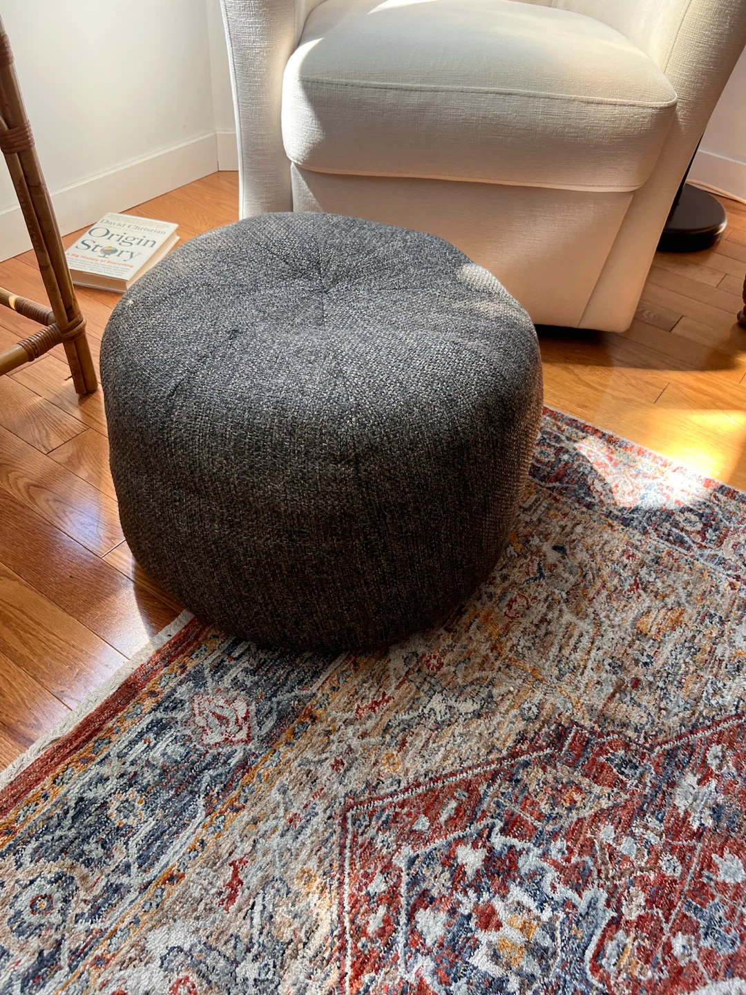 Textured Round Ottoman Footstool