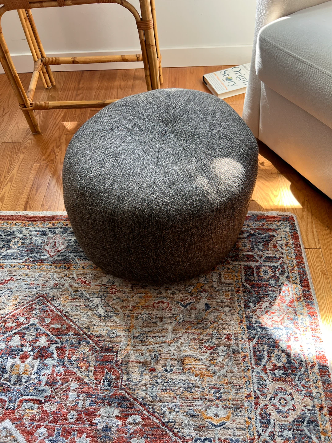 Textured Round Ottoman Footstool - photo 2