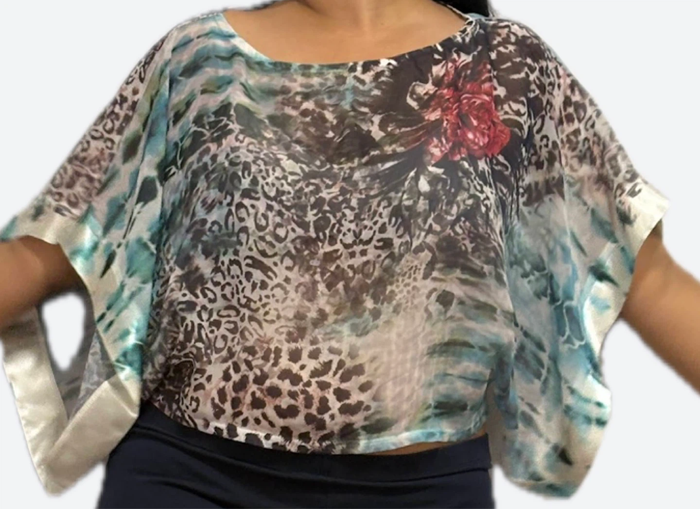 Women's Sheer Overlay Pochon Top
