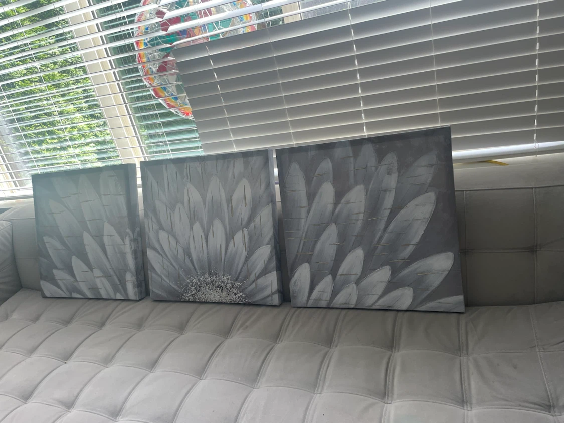 Set of 3 Flower Canvas Wall Art Prints