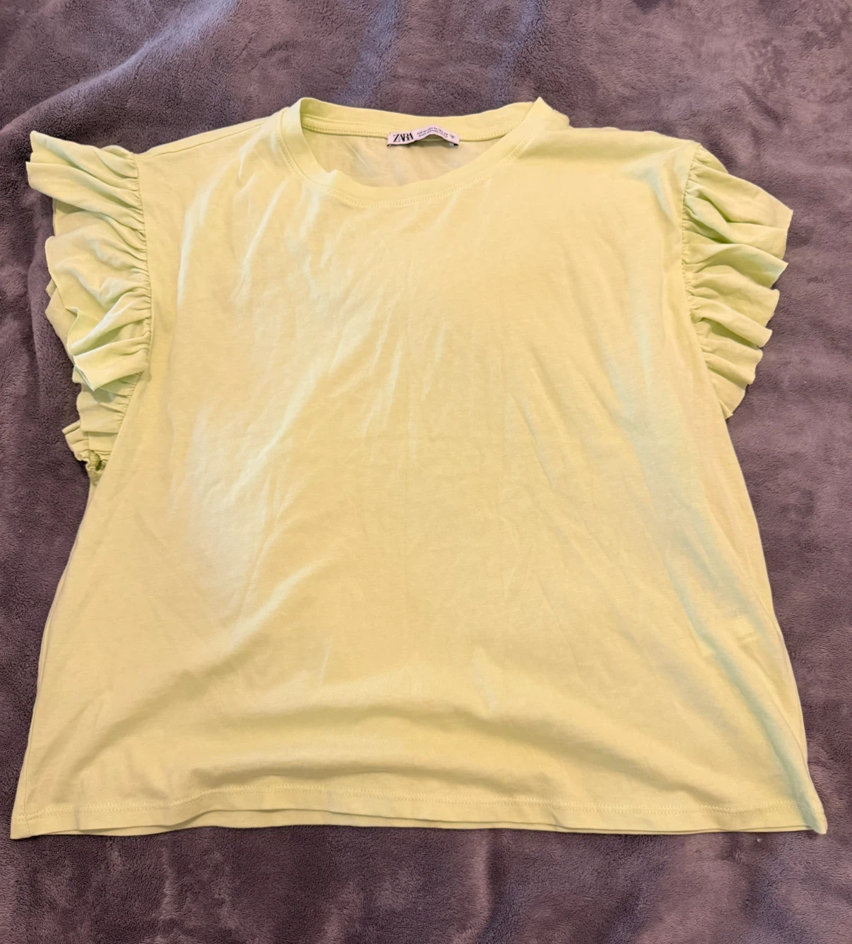 Zara T-Shirt with Ruffle Sleeves - Women's Medium
