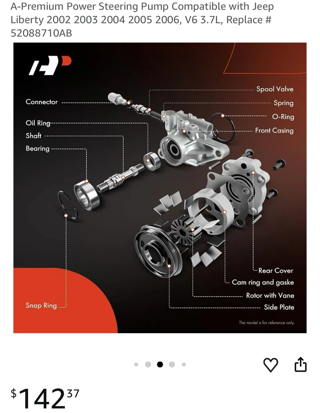 Power Steering Pump for Jeep Liberty V6 3.7L - photo 2