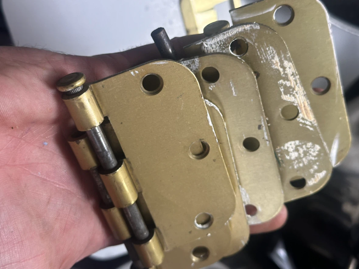 Vintage Lawrence Solid Brass Door Hinges & Strike Plates Lot - photo 3