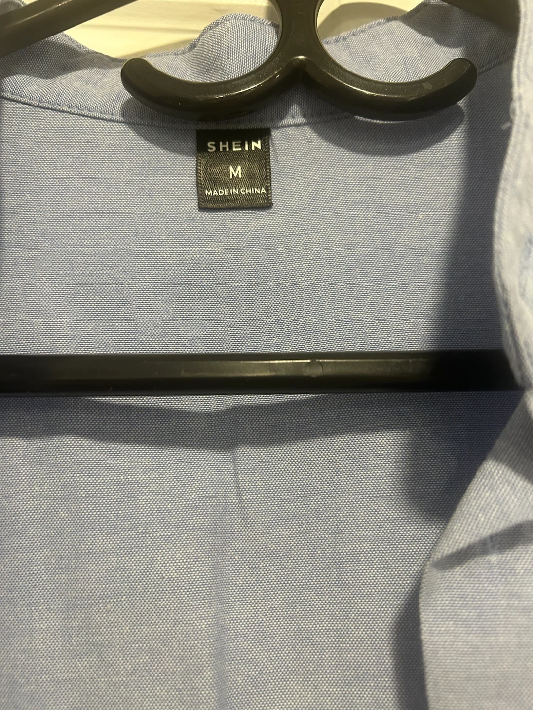 SHEIN Blue Mandarin Collar Button-Up Shirt - photo 2