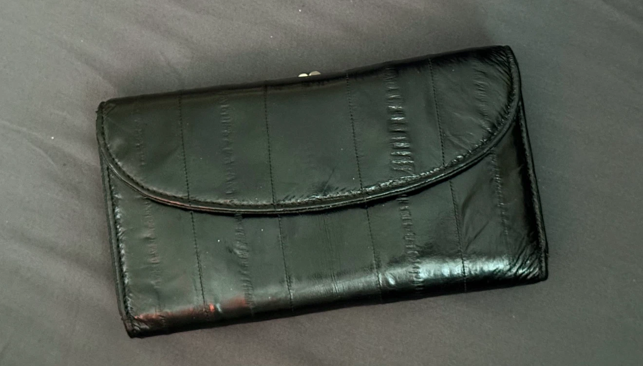 100% Eel Skin Black Leather Wallet Made In Canada By Mundi