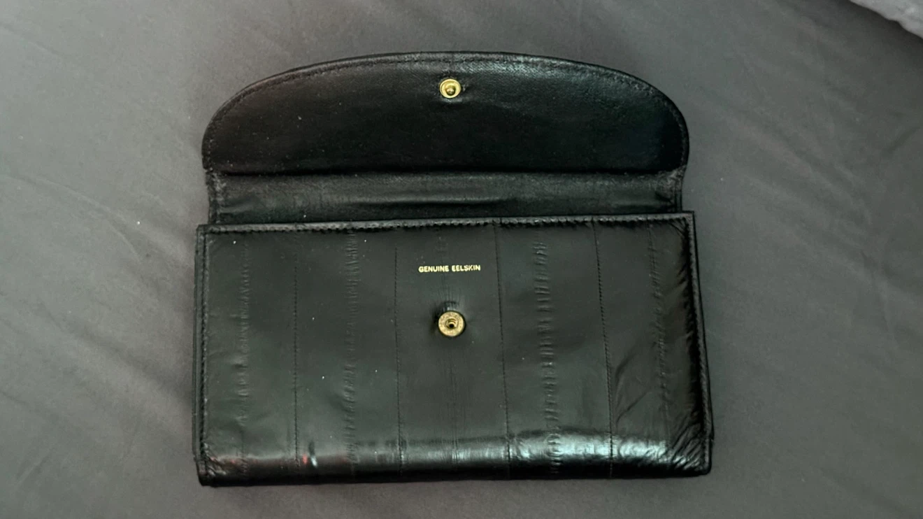 100% Eel Skin Black Leather Wallet Made In Canada By Mundi - photo 2
