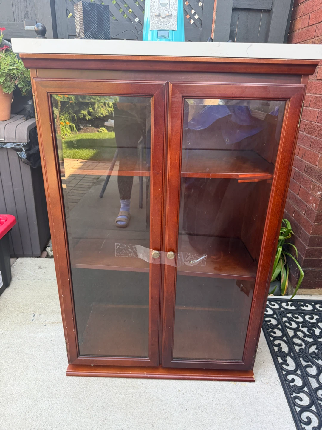Wooden Curio Cabinet with Glass Doors - photo 2