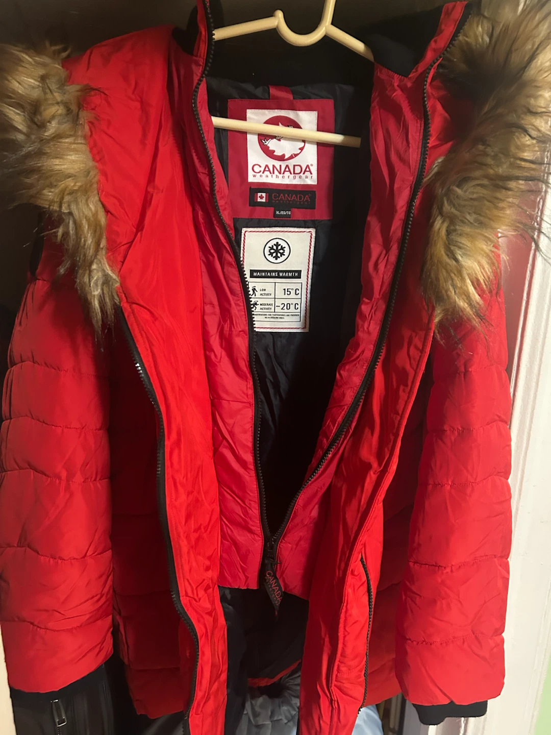 Canada Goose Red Puffer Jacket with Fur Hood - photo 3