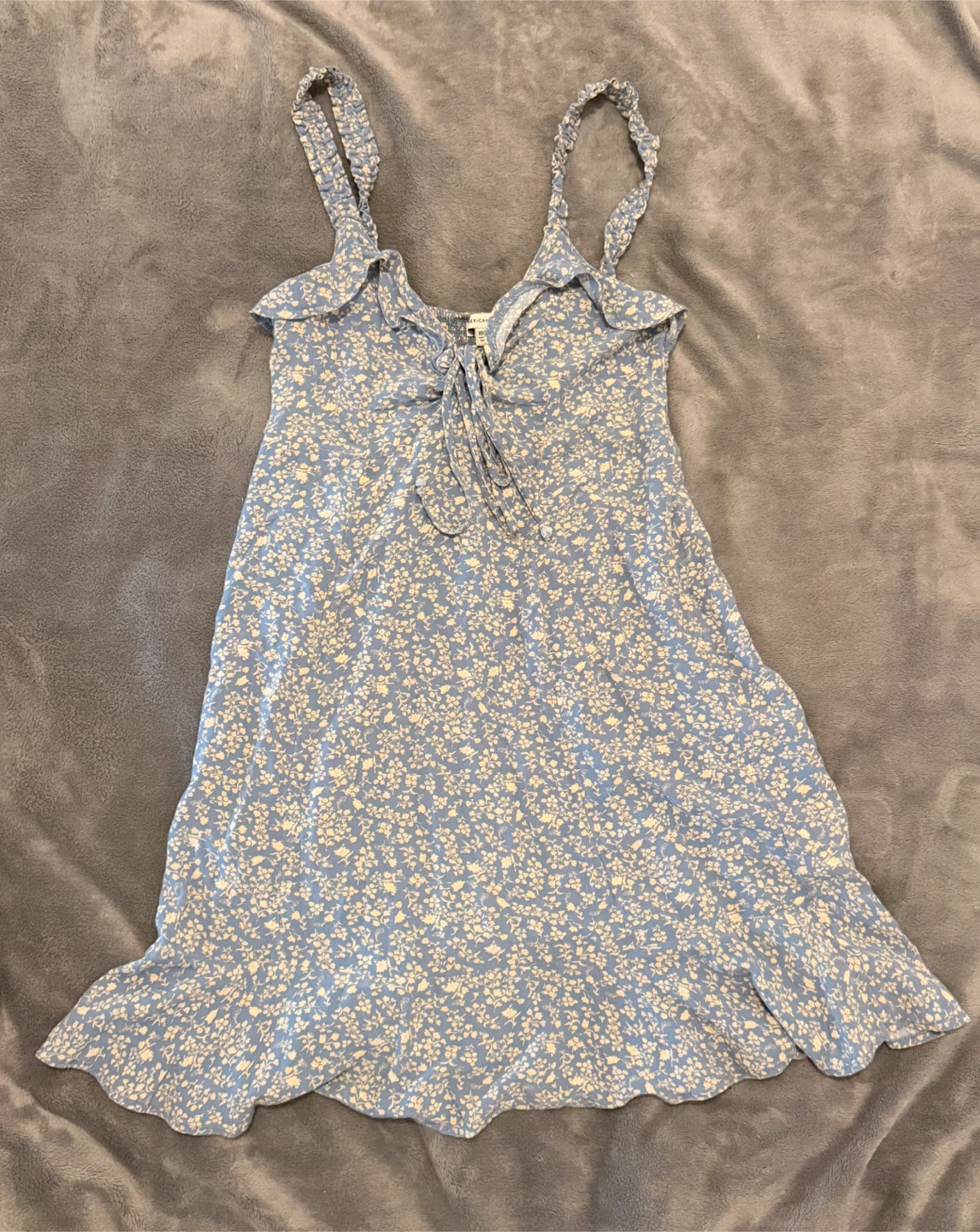 American Eagle Blue Floral Smocked Mini Dress