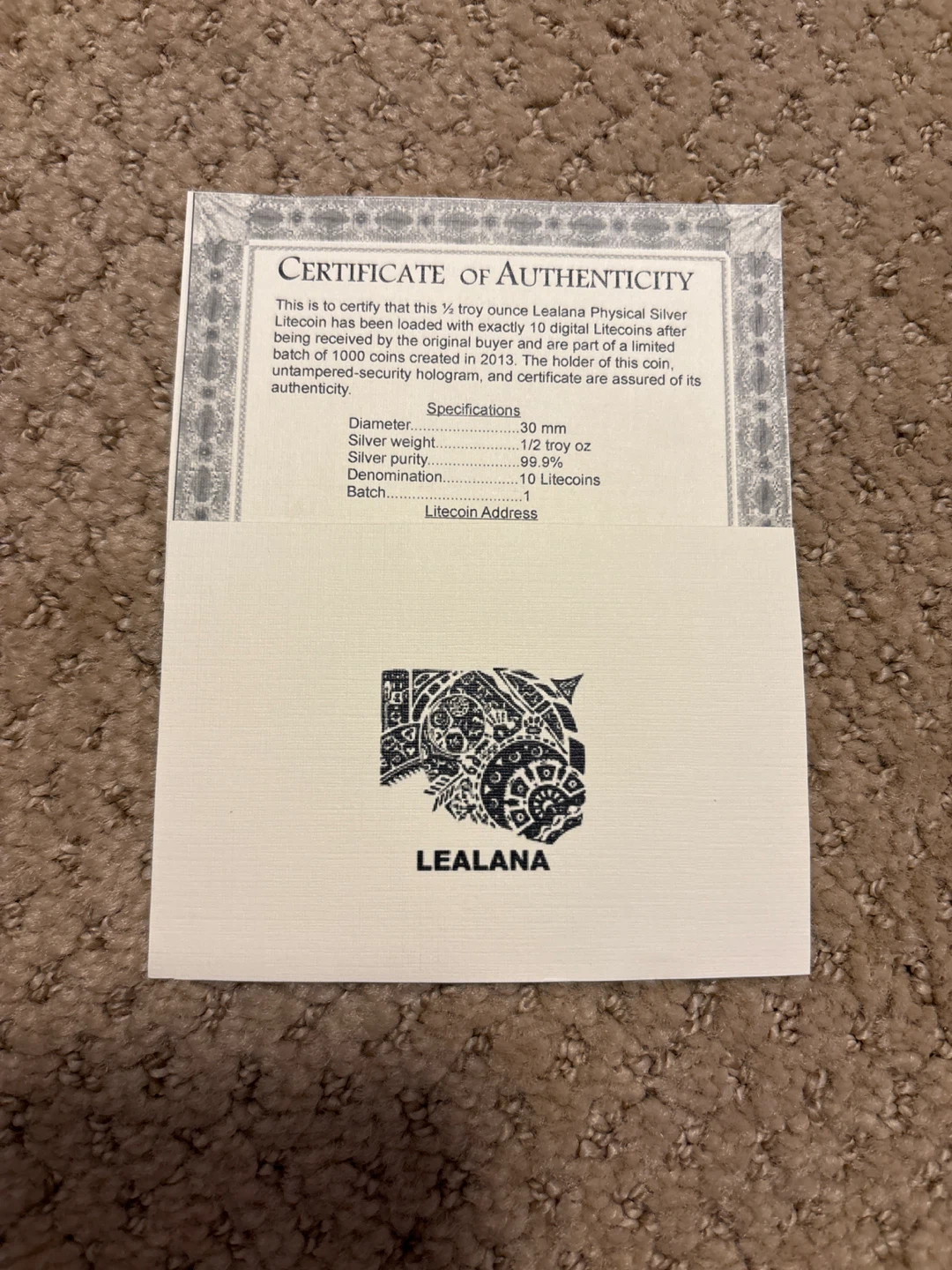 Lealana Physical Silver Litecoin - photo 2