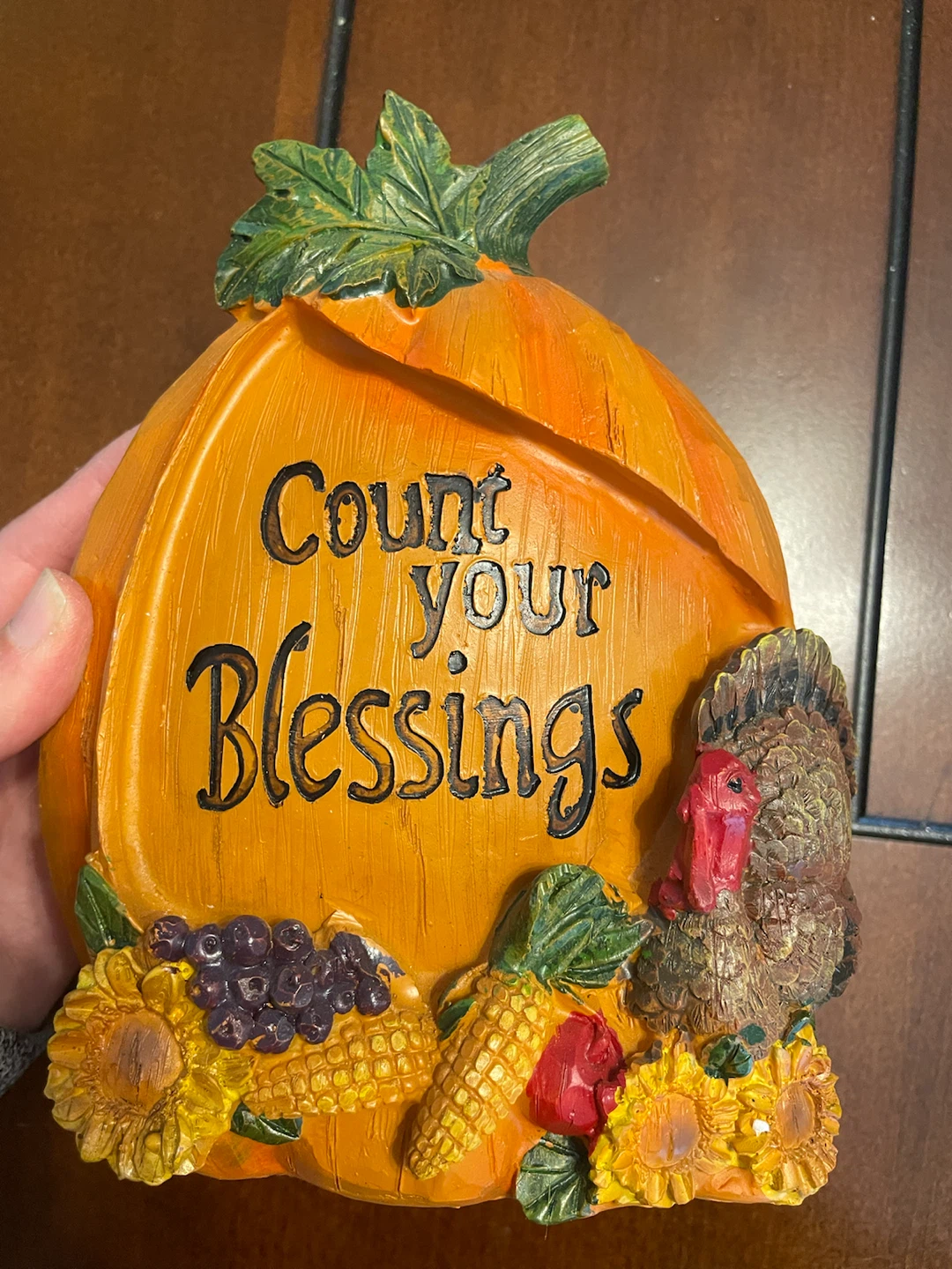 NEW! Harvest Pumpkin "Count Your Blessings" Figurine