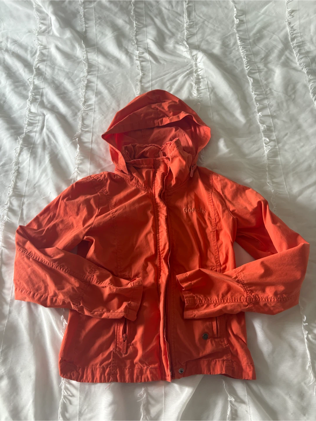 Bench Women's Orange Hooded Jacket-size medium