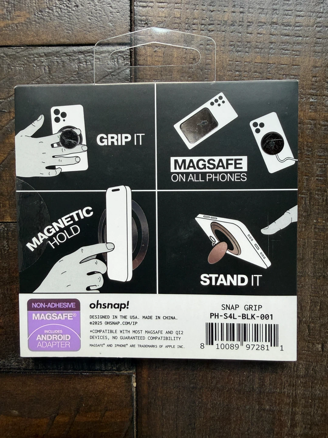 ohsnap! Snap grip a Luxe magnetic phone grip - black - photo 2