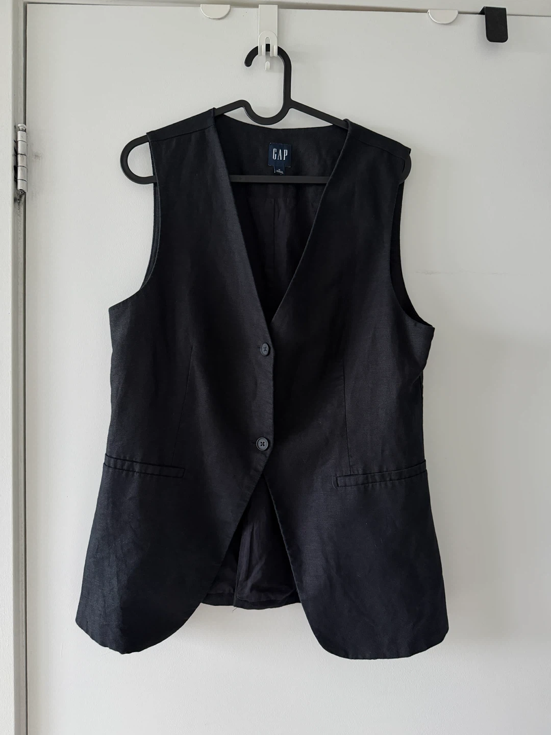 GAP Black Linen Blend Vest - Medium
