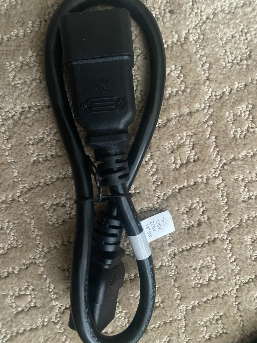 AC Power Cord Extension IEC320 C20 to C19 1ft 12AWG 20A - photo 2