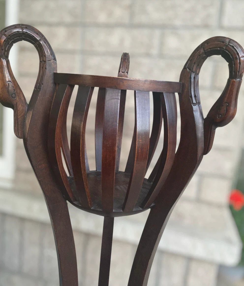 Wooden Swan Pedestal Plant Stand - photo 2
