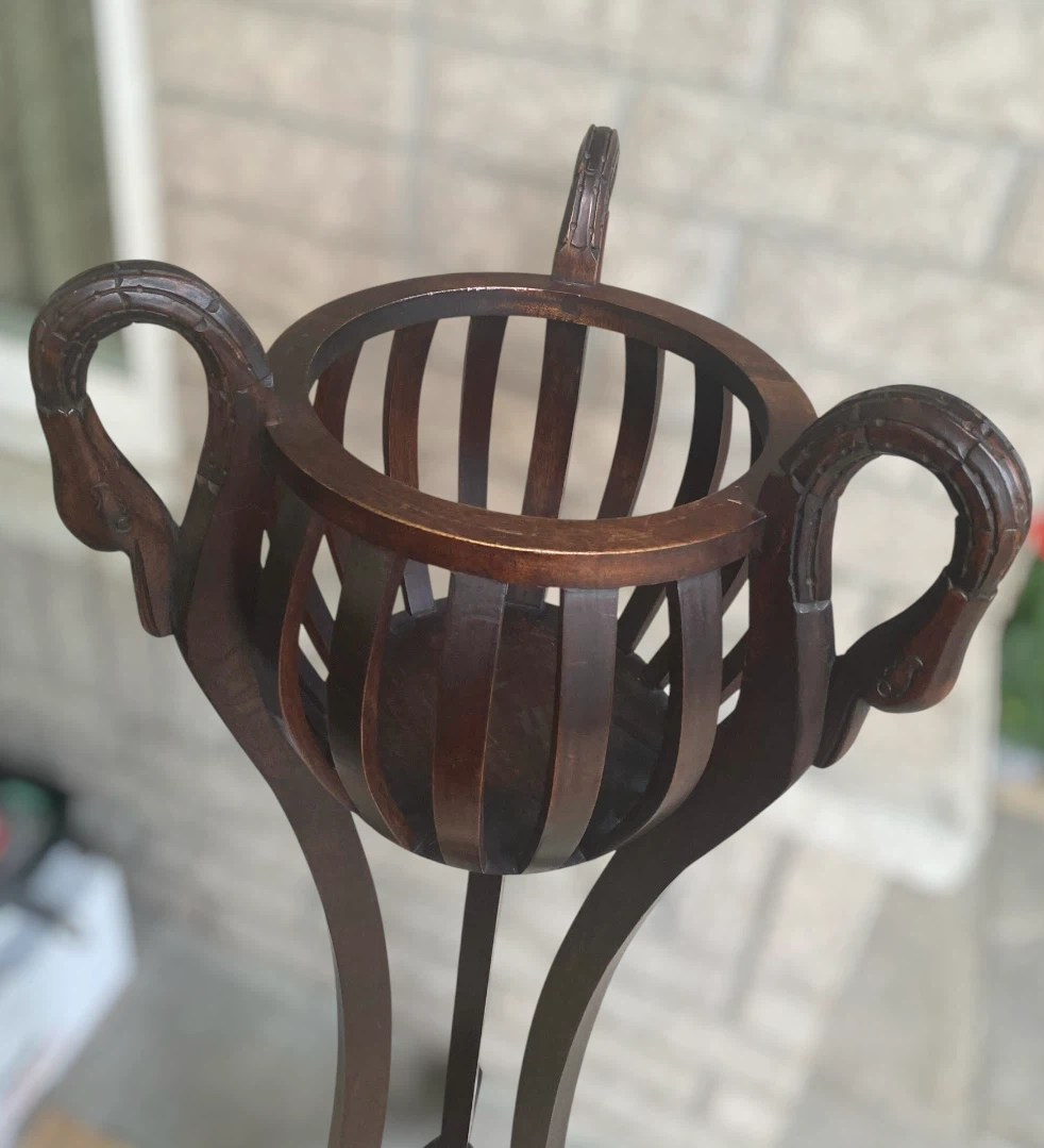 Wooden Swan Pedestal Plant Stand - photo 3