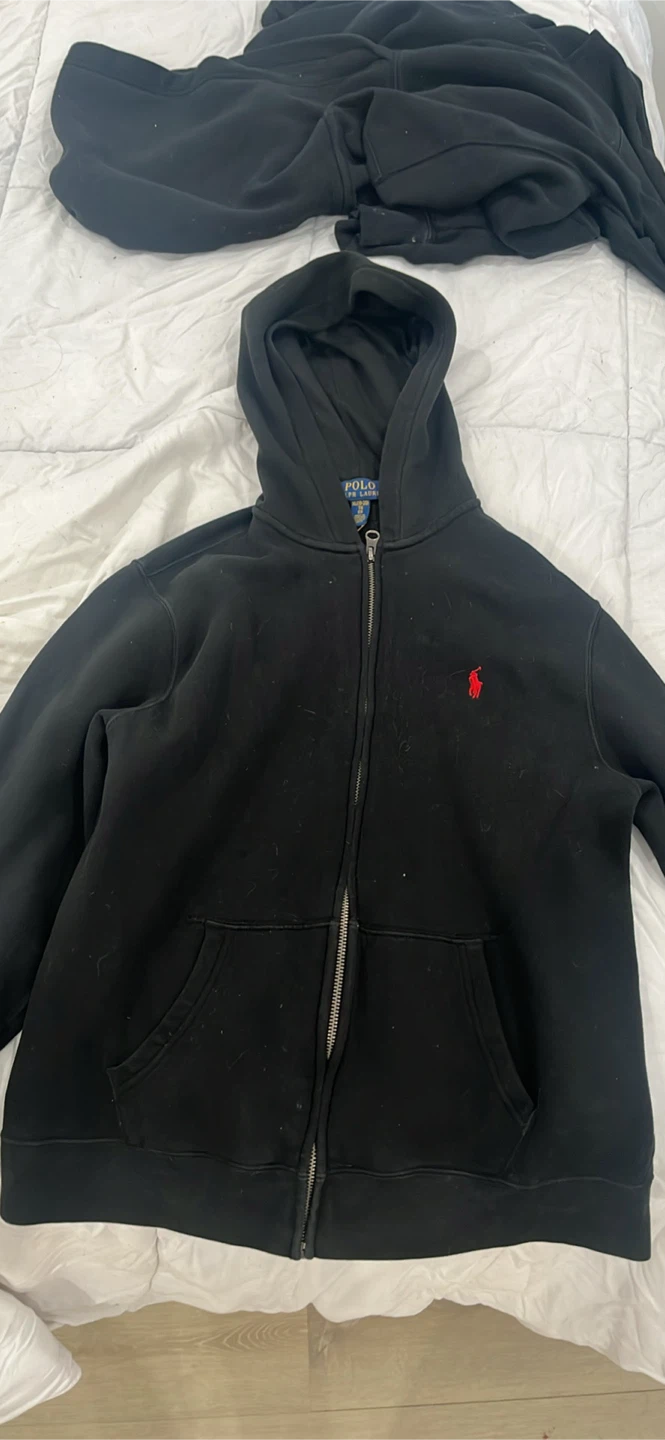 Polo Ralph Lauren Black Zip-Up Hoodie XL