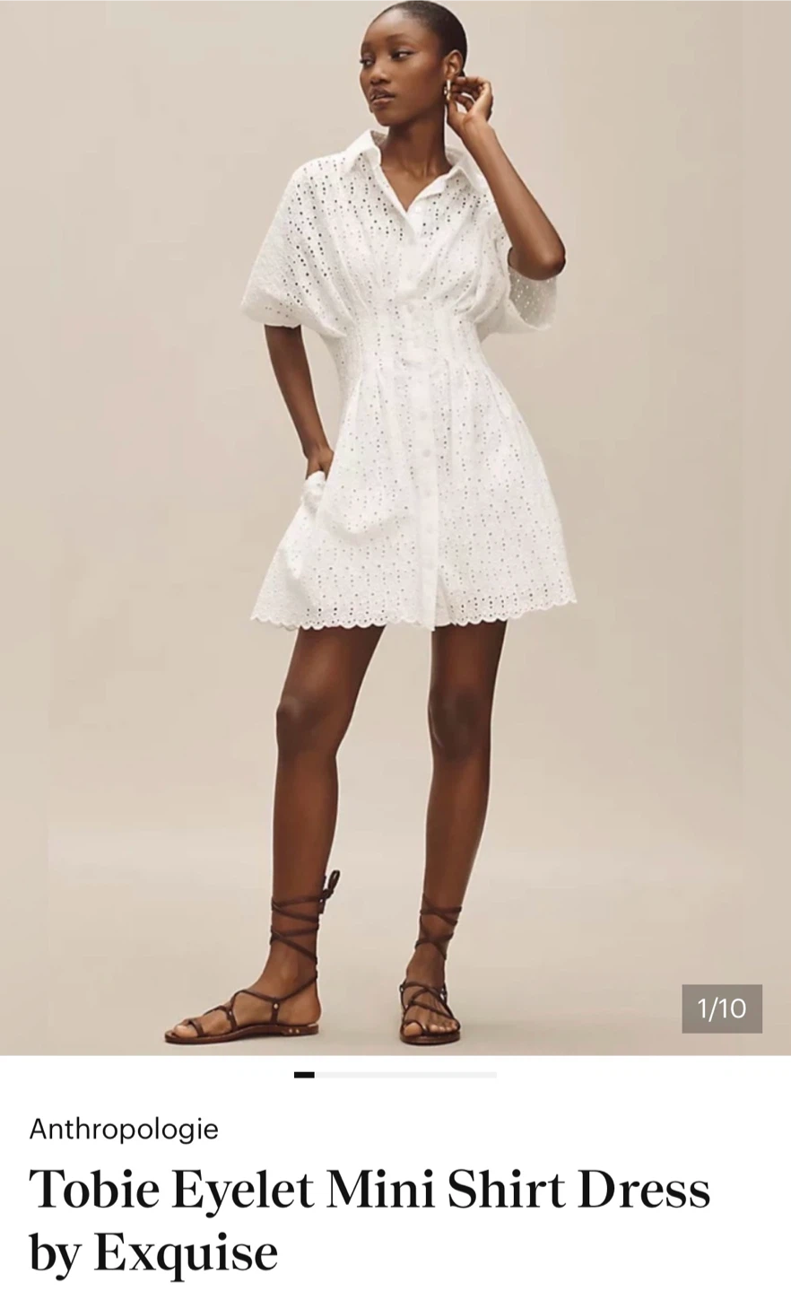 Anthropologie Tobie Eyelet Mini Shirt Dress
