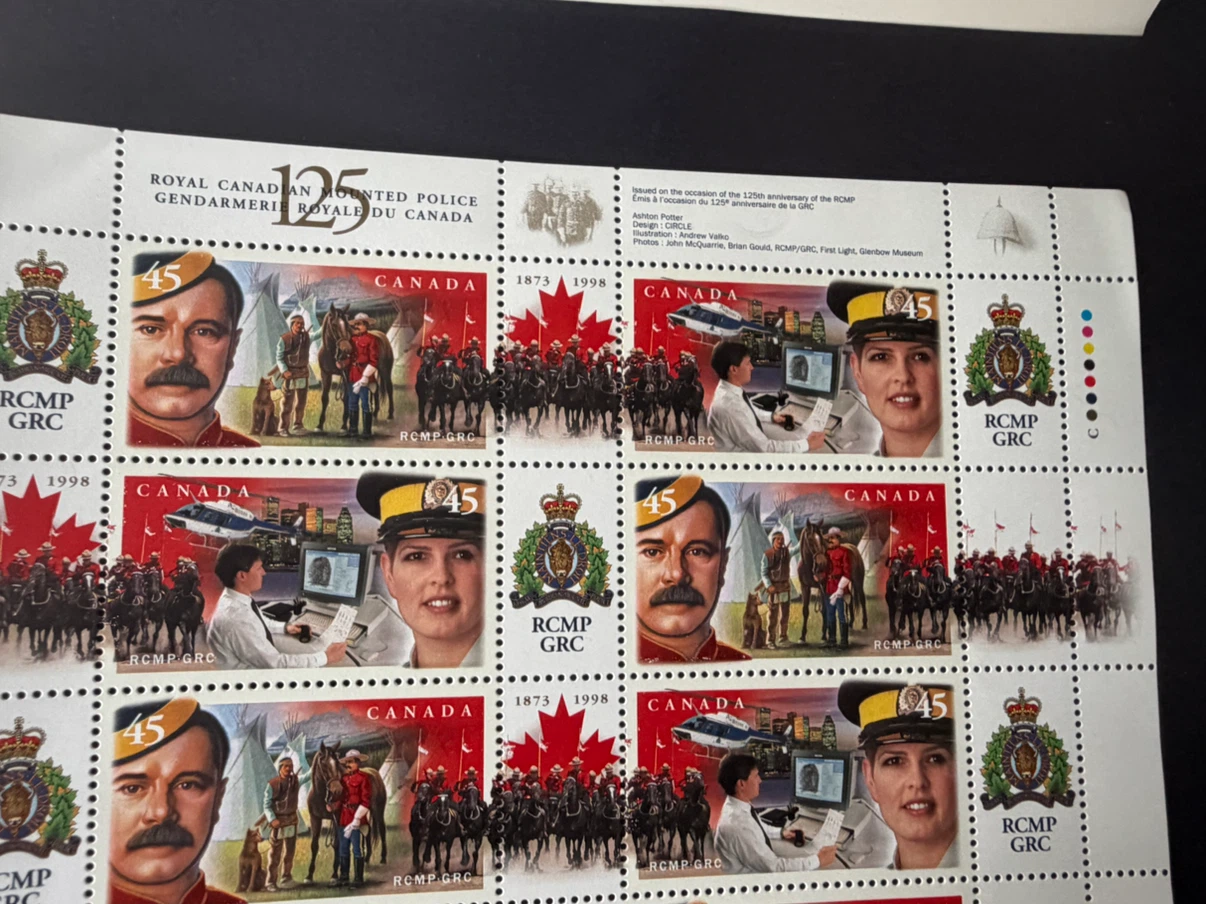 🇨🇦Royal Canadian Mounted Police 125th Anniversary Stamp Sheet - photo 3