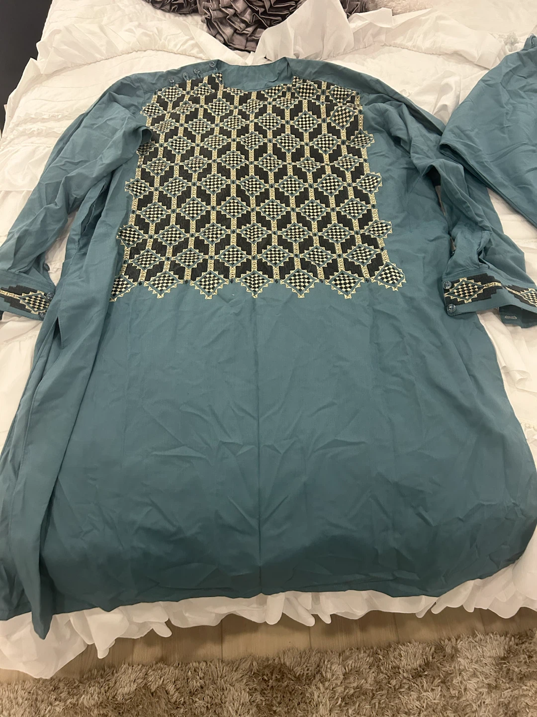 Teal Embroidered Afghan man
