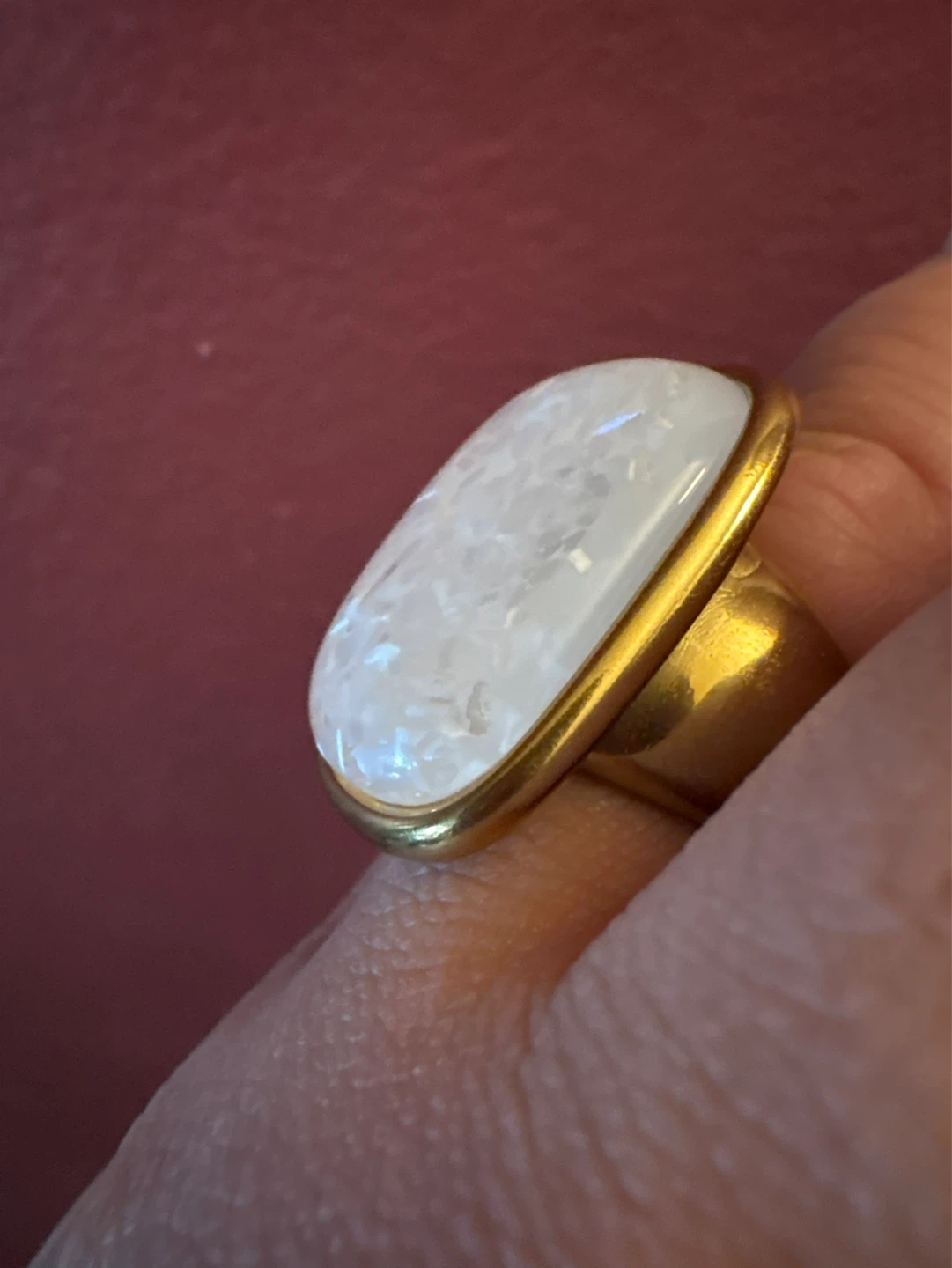 New 18k Gold SS  Ring with White mother of pearl Inlay - photo 2