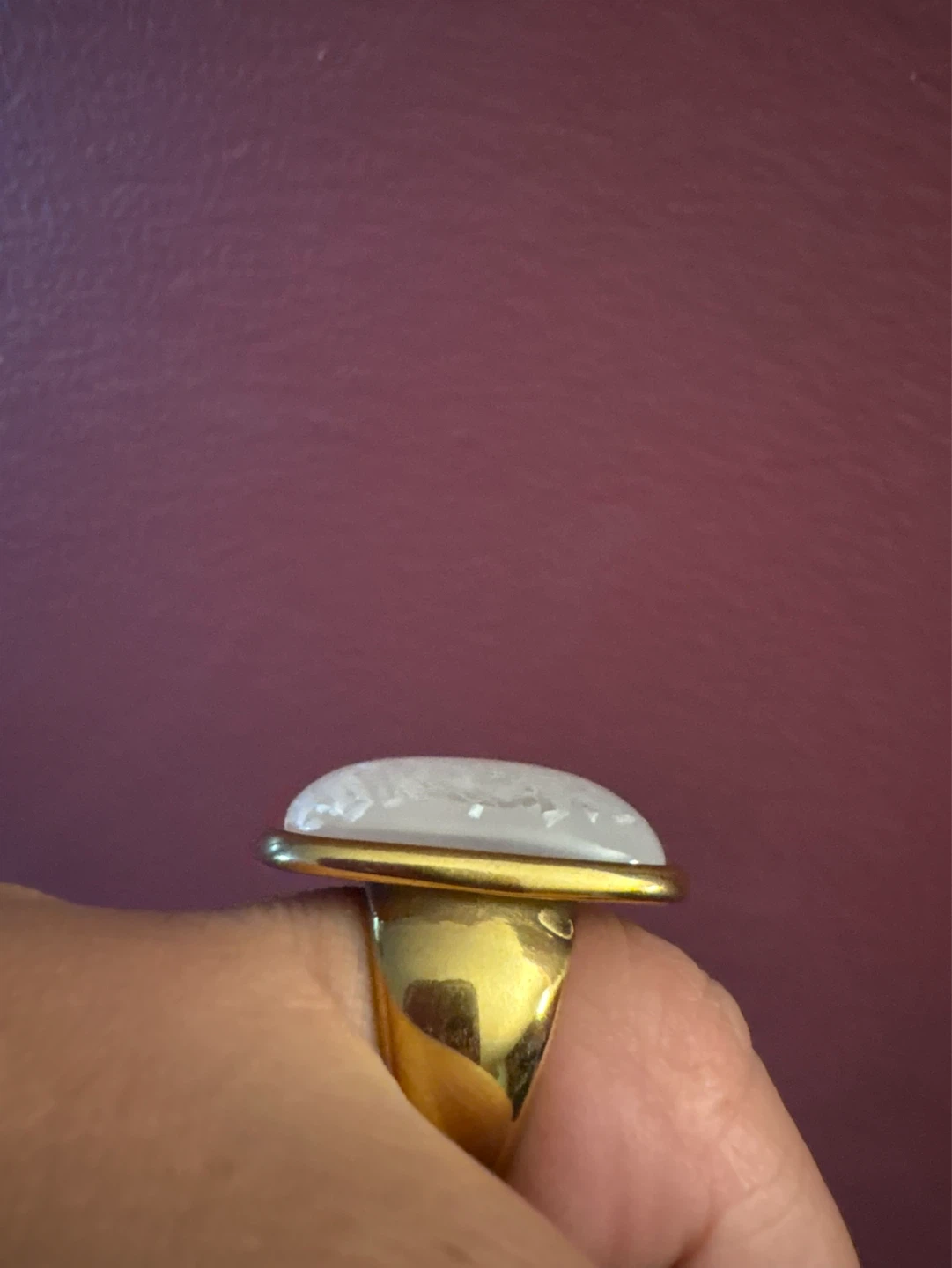 New 18k Gold SS  Ring with White mother of pearl Inlay - photo 3