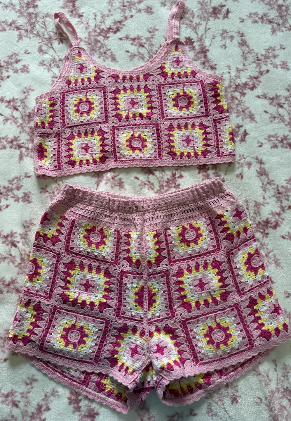 New In Pink Crochet Square Set