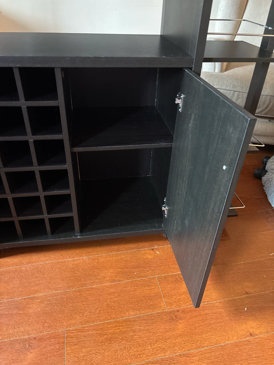 Black Bar Cabinet with Wine Rack and Glass Holders - photo 2