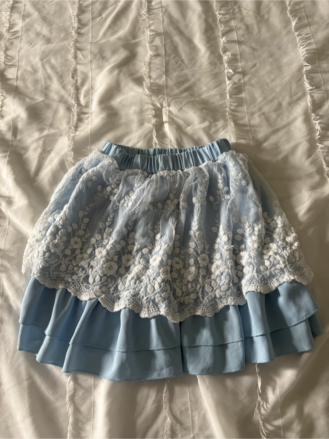 Blue Lace Overlay Skirt-size medium