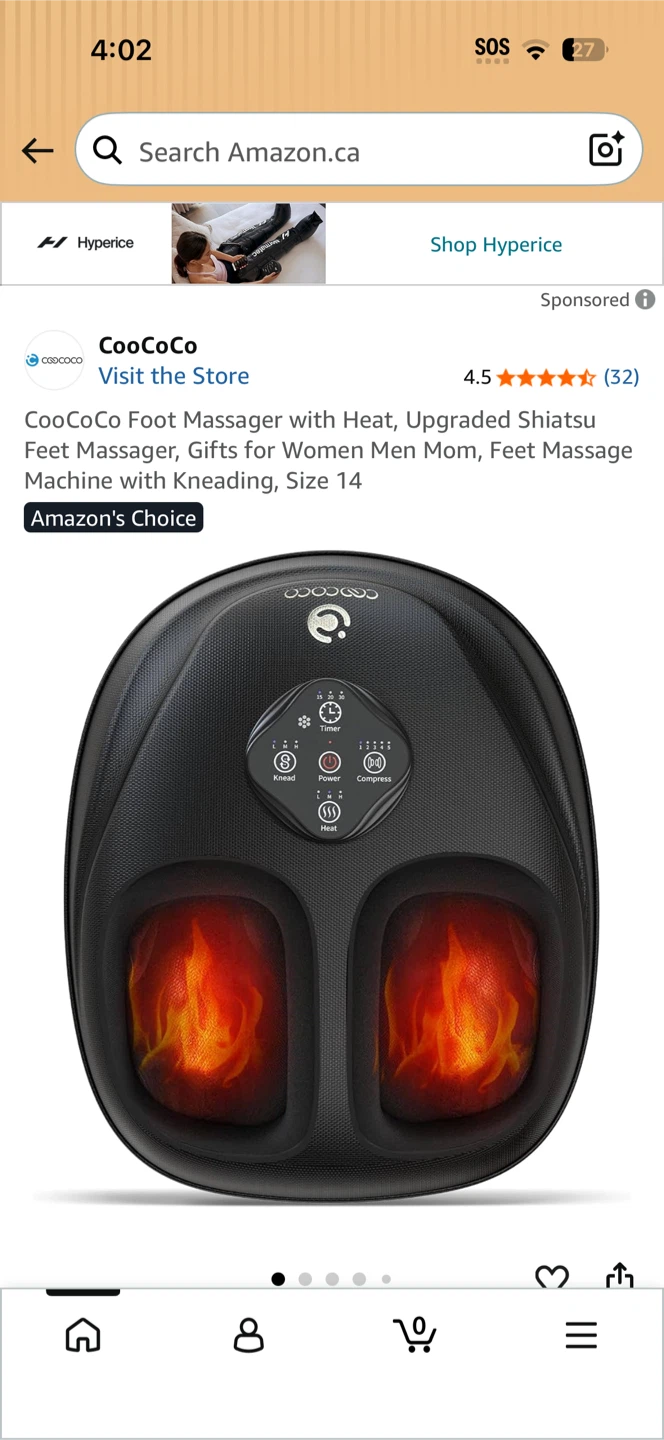 CooCoCo Shiatsu Foot Massager with Heat