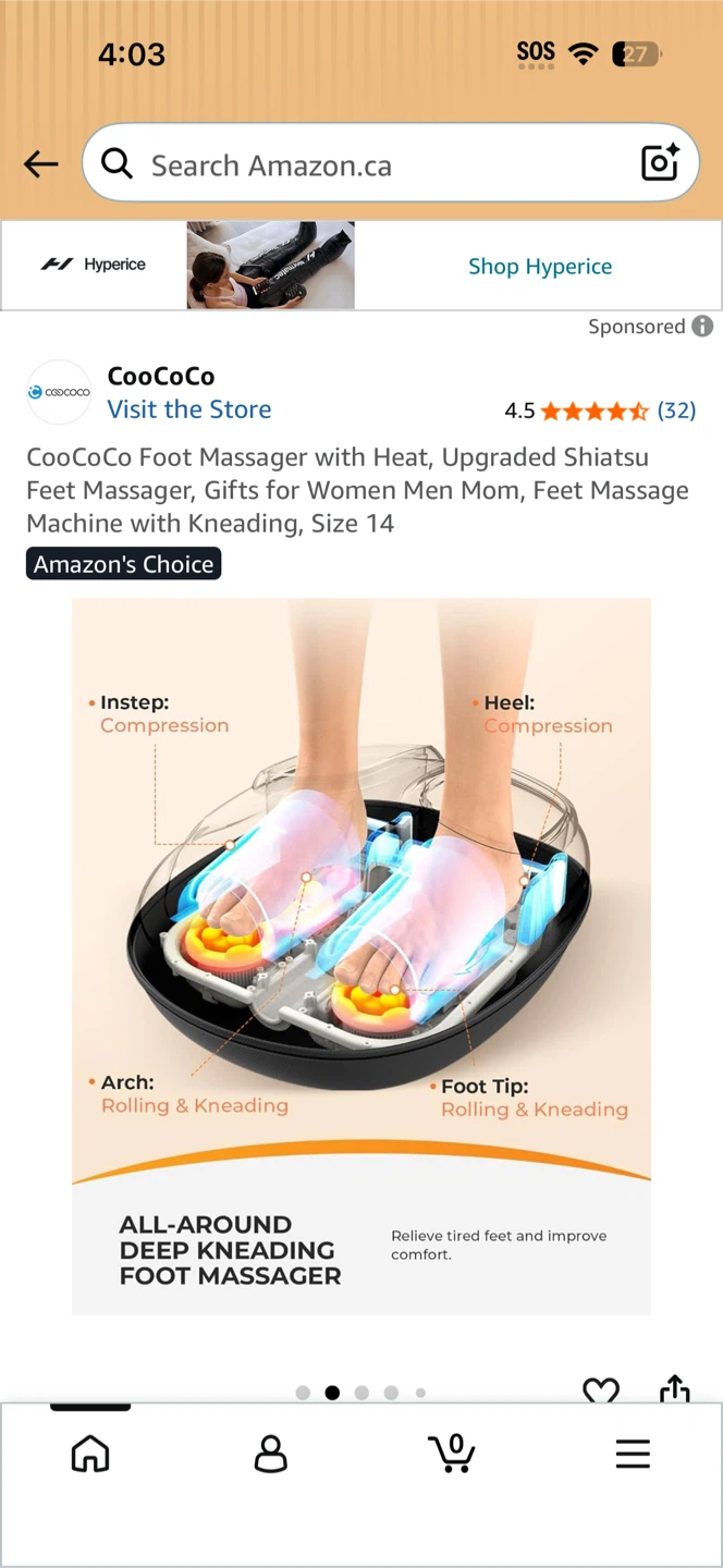 CooCoCo Shiatsu Foot Massager with Heat - photo 3