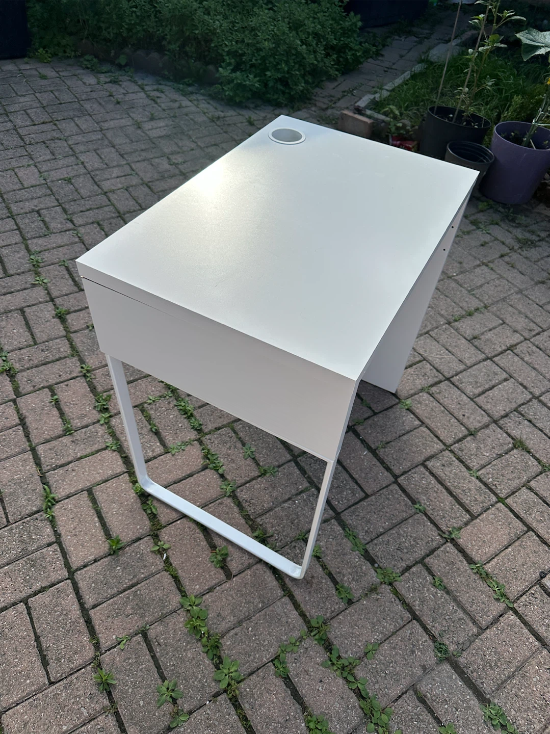 IKEA White Desk with Cable Hole - photo 4