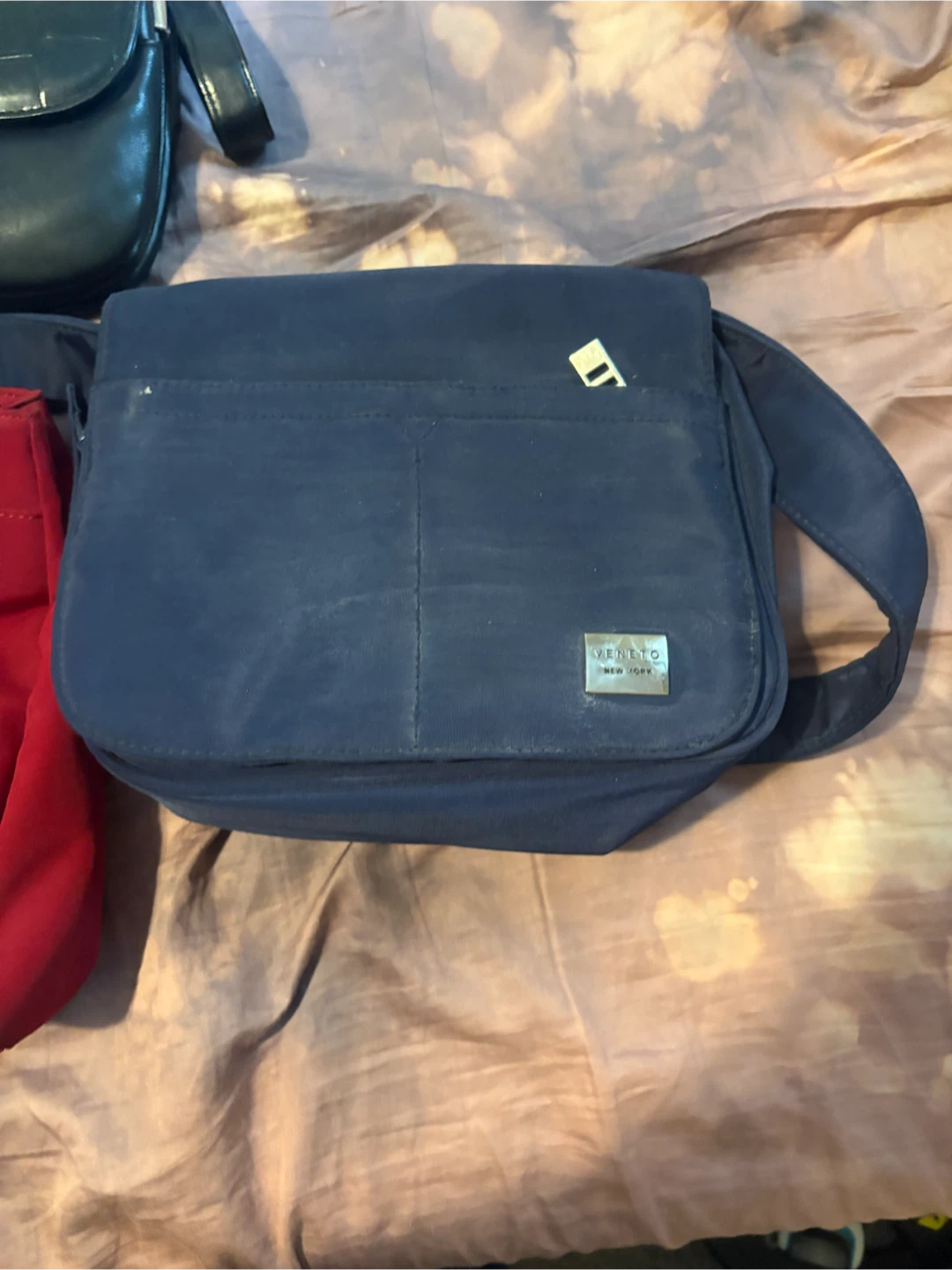 VENETTO NEW YORK Blue Suede Messenger Bag