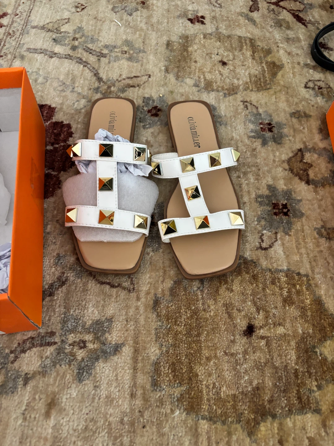 Olivia Miller Studded White Sandals