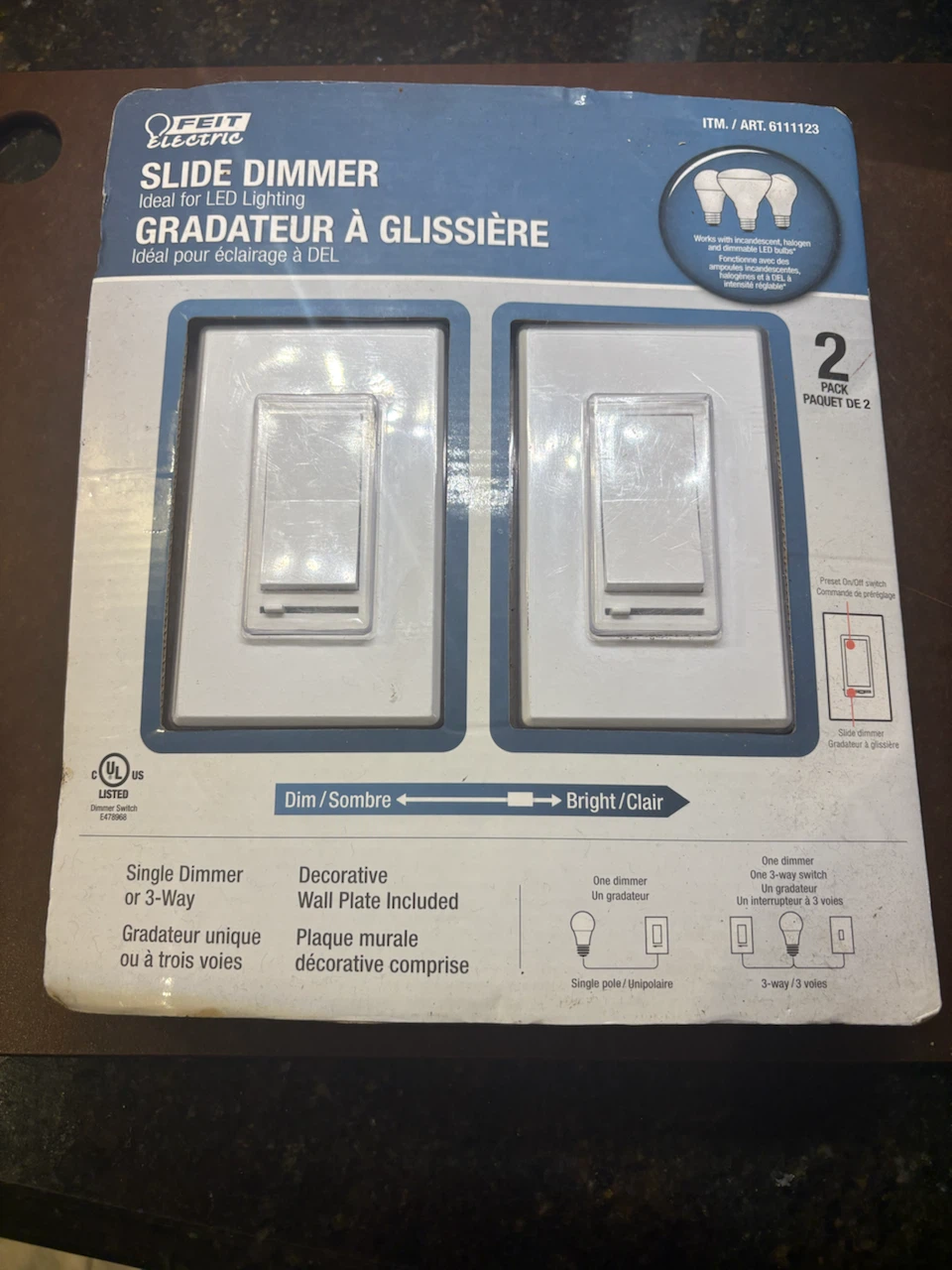 Feit Electric Slide Dimmer Switch 2-Pack