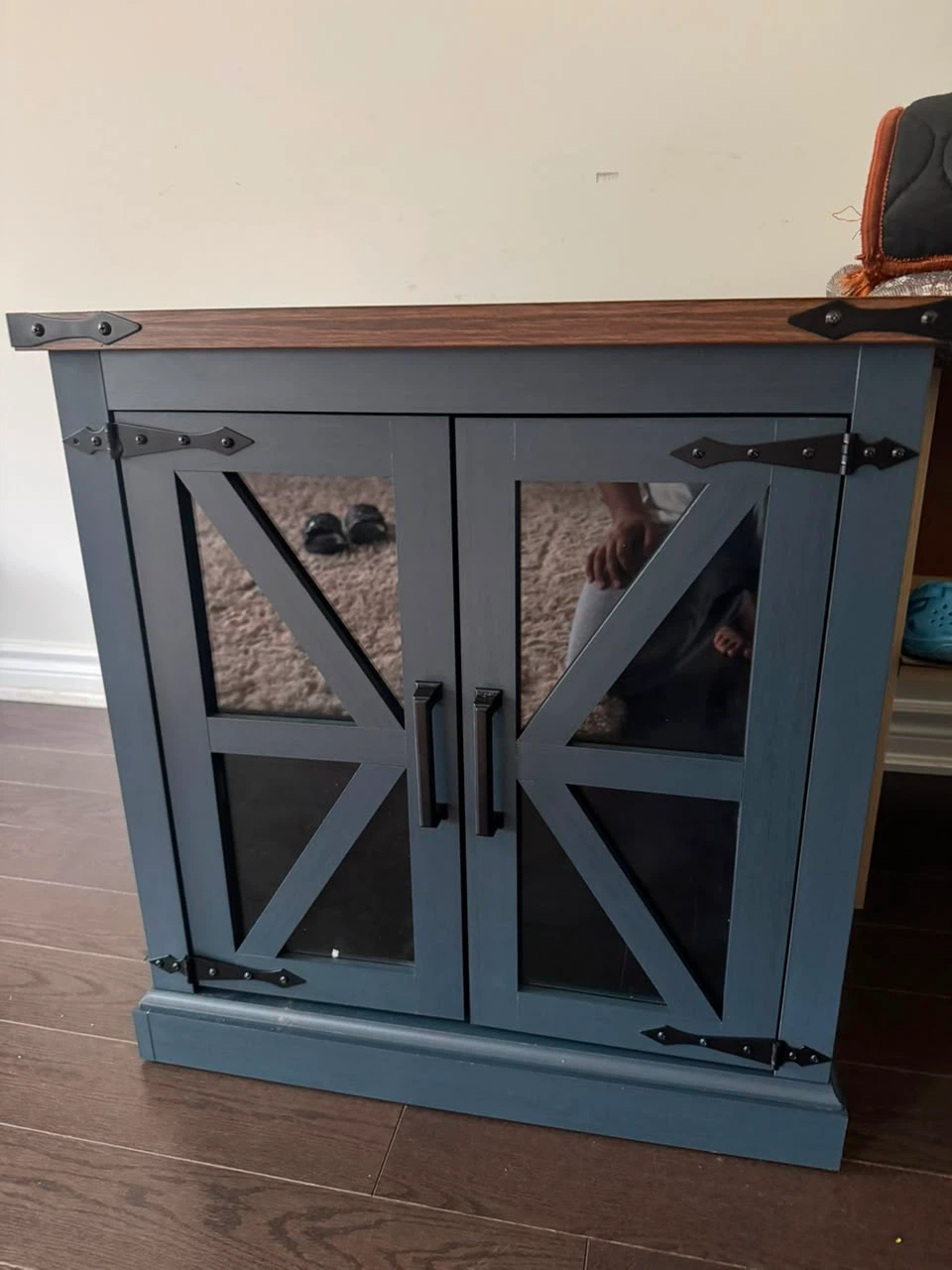 Blue Cabinet with Glass Doors