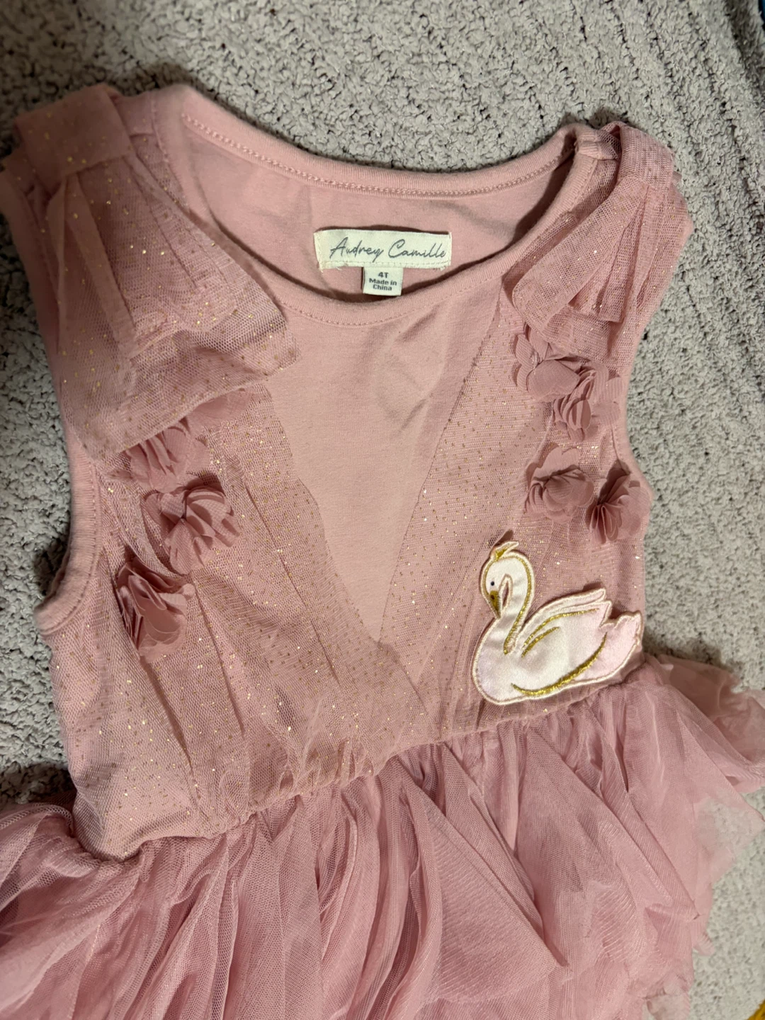 Audrey Camille Pink Swan Tulle Dress Size 4T - photo 2